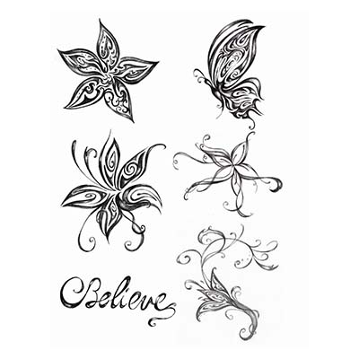 Cute Tiger Face Butterfly Design Water Transfer Temporary Tattoo(fake Tattoo) Stickers NO.11066